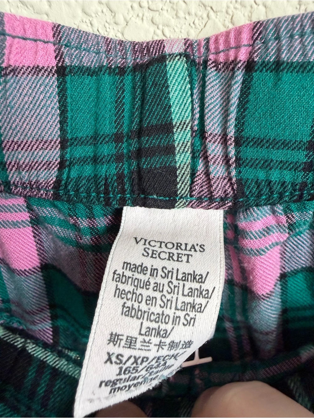 Victoria's Secret Plaid Jogger Lounge Pants XS Green Pink Cotton Modal Soft Cozy - Picture 3 of 11